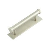 HOX-250SN-5050SN Frelan Hardware Hoxton Thaxted Cabinet Handle 96mm on Plain Backplate Satin Nickel