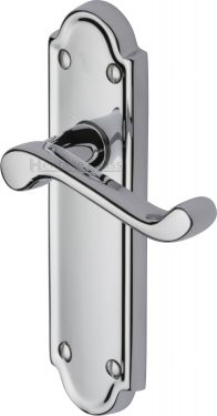 Click Here To Enlarge This Photo Of V313-PC Heritage Brass Door Handle Lever Latch Meridian Design Polished Chrome Finish