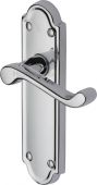 V313-PC Heritage Brass Door Handle Lever Latch Meridian Design Polished Chrome Finish
