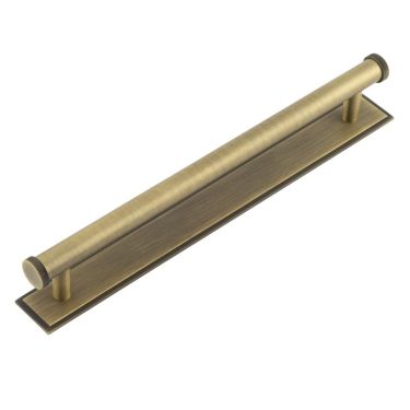Click Here To Enlarge This Photo Of HOX-260AB-6060AB Frelan Hardware Hoxton Thaxted Cabinet Handle 224mm on Stepped Backplate Antique Brass