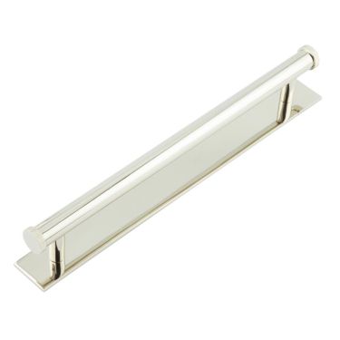 Click Here To Enlarge This Photo Of HOX-260PN-5060PN Frelan Hardware Hoxton Thaxted Cabinet Handle 224mm on Plain Backplate Polished Nickel
