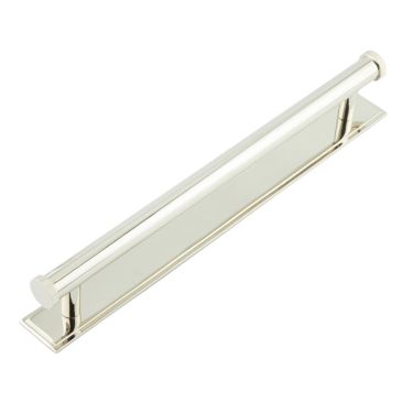 Click Here To Enlarge This Photo Of HOX-260PN-6060PN Frelan Hardware Hoxton Thaxted Cabinet Handle 224mm on Stepped Backplate Polished Nickel