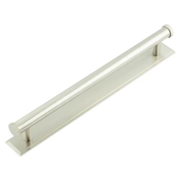 Click Here To Enlarge This Photo Of HOX-260SN-6060SN Frelan Hardware Hoxton Thaxted Cabinet Handle 224mm on Stepped Backplate Satin Nickel