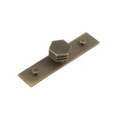 HOX-330AB-5090AB Frelan Hardware Hoxton Nile Cupboard Knob 30mm on Plain Backplate Antique Brass