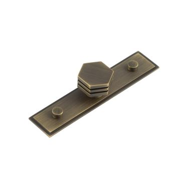Click Here To Enlarge This Photo Of HOX-330AB-6090AB Frelan Hardware Hoxton Nile Cupboard Knob 30mm on Stepped Backplate Antique Brass