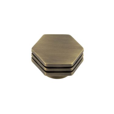 Click Here To Enlarge This Photo Of HOX340AB Frelan Hardware Hoxton Nile Cupboard Knob 40mm Antique Brass