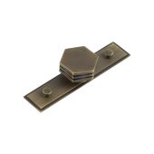 HOX-340AB-6090AB Frelan Hardware Hoxton Nile Cupboard Knob 40mm on Stepped Backplate Antique Brass