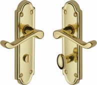 V330-PB Heritage Brass Door Handle For Bathroom Meridian Design Polished Brass Finish