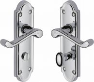 V330-PC Heritage Brass Door Handle For Bathroom Meridian Design Polished Chrome Finish