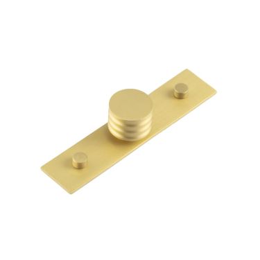 Click Here To Enlarge This Photo Of HOX-430SB-5090SB Frelan Hardware Hoxton Sturt Cupboard Knob 30mm on Plain Backplate Satin Brass