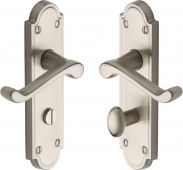 V330-SN Heritage Brass Door Handle For Bathroom Meridian Design Satin Nickel Finish