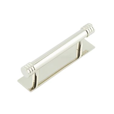 Click Here To Enlarge This Photo Of HOX-450PN-5050PN Frelan Hardware Hoxton Sturt Cabinet Handle 96mm on Plain Backplate Backplate Polished Nickel