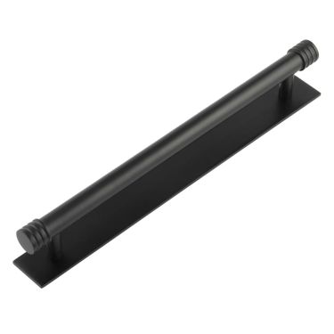 Click Here To Enlarge This Photo Of HOX-460MB-5060MB Frelan Hardware Hoxton Sturt Cabinet Handle 224mm on Plain Backplate Backplate Matt Black