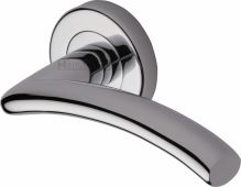 V3490-PC Heritage Brass Door Handle Lever Latch on Round Rose Centaur Design Polished Chrome Finish