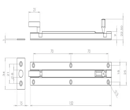 Click Here To Enlarge This Photo Of J1002CF Frelan Hardware Jedo Brass Necked Barrel Bolt 152x25mm Polished Chrome