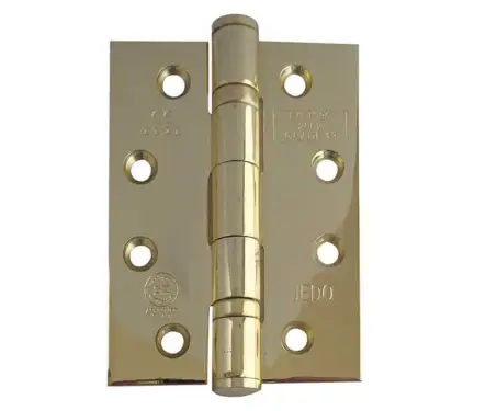 Click Here To Enlarge This Photo Of J9500EB Frelan Hardware Jedo Certifire Grade 13 (Stainless Steel) Ball Bearing Hinges 102mm x 76mm x 3mm Polished Brass