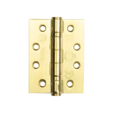 Click Here To Enlarge This Photo Of J9500EB Frelan Hardware Jedo Certifire Grade 13 &lpar;Stainless Steel&rpar; Ball Bearing Hinges 102mm x 76mm x 3mm Polished Brass