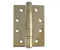 J9500EB Frelan Hardware Jedo Certifire Grade 13 (Stainless Steel) Ball Bearing Hinges 102mm x 76mm x 3mm Polished Brass