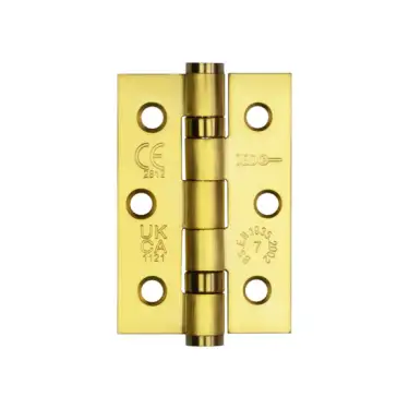 Click Here To Enlarge This Photo Of J9502EB Frelan Hardware Jedo Grade 7 &lpar;Stainless Steel&rpar; Ball Bearing Hinges 76mm x 50mm Polished Brass