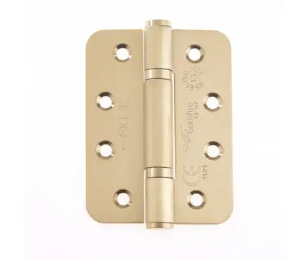 Click Here To Enlarge This Photo Of J9633SB Frelan Hardware Jedo Certifire Grade 13 (Stainless Steel) Radius Polymer Bearing 3 Knuckle Hinges 102mm x 76mm x 3mm Satin Brass (Pack of 3)