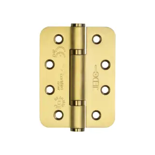 J9633SB Frelan Hardware Jedo Certifire Grade 13 &lpar;Stainless Steel&rpar; Radius Polymer Bearing 3 Knuckle Hinges 102mm x 76mm x 3mm Satin Brass &lpar;Pack of 3&rpar;