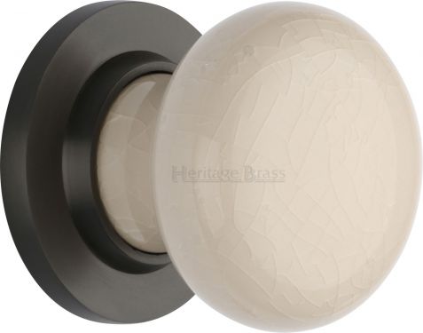 Click Here To Enlarge This Photo Of 8010-MB Heritage Brass Cream Crackle Mortice Knob with Matt Bronze Base