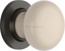 8010-MB Heritage Brass Cream Crackle Mortice Knob with Matt Bronze Base