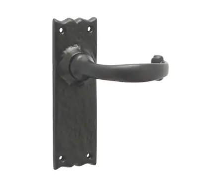 Click Here To Enlarge This Photo Of JAB2L Frelan Hardware Jedo Black Antique Regal Suite Door Handles on Long Latchplate