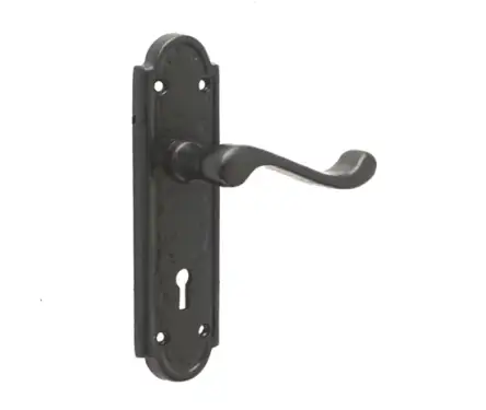 Click Here To Enlarge This Photo Of JAB300 Frelan Hardware Jedo Black Antique Turnberry Suite Door Handles on Lockplate
