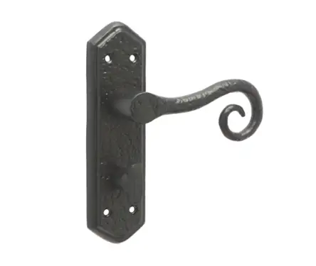 Click Here To Enlarge This Photo Of JAB400B Frelan Hardware Jedo Black Antique Royal Suite Door Handles on Bathroom Plate
