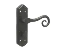 JAB400B Frelan Hardware Jedo Black Antique Royal Suite Door Handles on Bathroom Plate