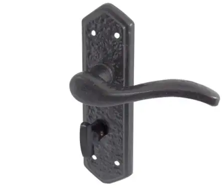 Click Here To Enlarge This Photo Of JAB500B Frelan Hardware Jedo Black Antique Wentworth Suite Door Handles on Bathroom Plate