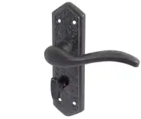 JAB500B Frelan Hardware Jedo Black Antique Wentworth Suite Door Handles on Bathroom Plate