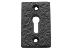 JAB70 Frelan Hardware Jedo Black Antique Rectangular Keyhole Escutcheon 50mm x 32mm