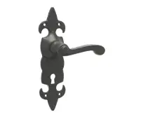 JAB83 Frelan Hardware Jedo Black Antique Fleur De Lys Suite Door Handles on Lockplate