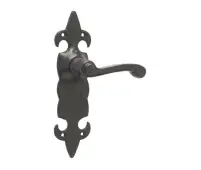 JAB84 Frelan Hardware Jedo Black Antique Fleur De Lys Suite Door Handles on Latchplate
