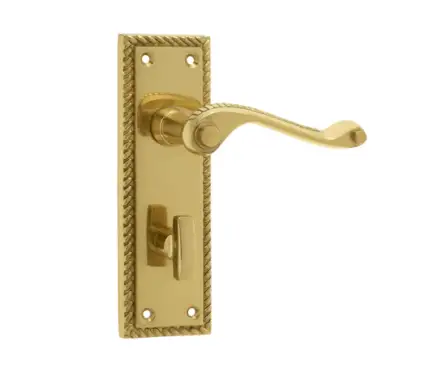 Click Here To Enlarge This Photo Of JG1BPB Frelan Hardware Jedo Georgian Suite Door Handles on Bathroom Plate Polished Brass