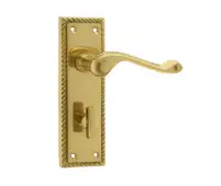 JG1BPB Frelan Hardware Jedo Georgian Suite Door Handles on Bathroom Plate Polished Brass