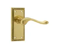 JG2PB Frelan Hardware Jedo Georgian Suite Door Handles on Short Latchplate Polished Brass