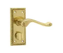 JG2PRPB Frelan Hardware Jedo Georgian Suite Door Handles on Privacy Plate Polished Brass