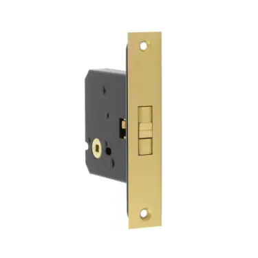 Click Here To Enlarge This Photo Of JL840SB Frelan Hardware Jedo Sliding Door Bathroom Lock (56mm Backset) Satin Brass