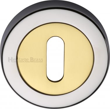 Click Here To Enlarge This Photo Of V4000-CB Heritage Brass Key Escutcheon Chrome & Brass Finish