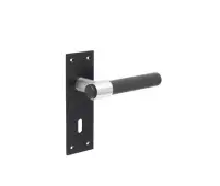 JMB101 Frelan Hardware Nero Matt Black T-Bar Door Lever Handles on Lockplate