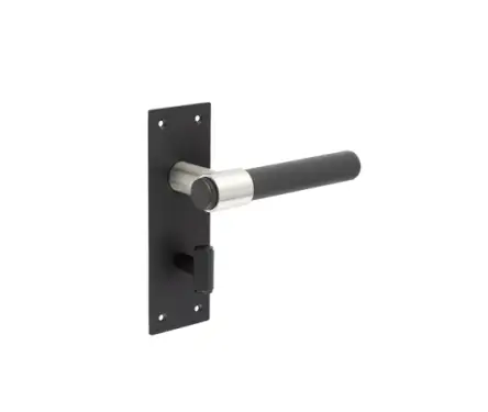 Click Here To Enlarge This Photo Of JMB102 Frelan Hardware Nero Matt Black T-Bar Door Lever Handles on Bathroom Plate