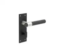 JMB102 Frelan Hardware Nero Matt Black T-Bar Door Lever Handles on Bathroom Plate