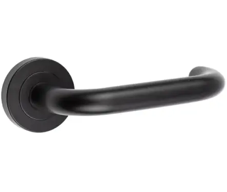 Click Here To Enlarge This Photo Of JMB13 Frelan Hardware Nero Matt Black Orbit Door Lever Handles on Round Rose