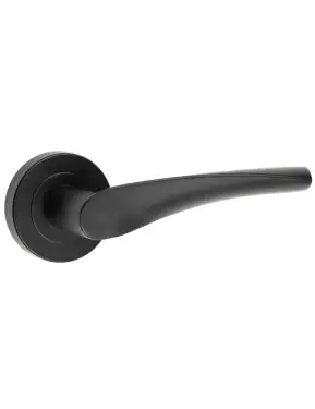 Click Here To Enlarge This Photo Of JMB504 Frelan Hardware Nero Matt Black Twirl Door Lever Handle on Round Rose