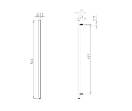 Click Here To Enlarge This Photo Of JPS112E Frelan Hardware Polished Stainless Steel T Bar Cabinet Handle 544mm x 12mm (484mm centres)