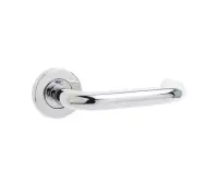 JPS13 Frelan Hardware Orbit 19mm Door Handles on 8mm Sprung Rose Grade 304 Polished Stainless Steel