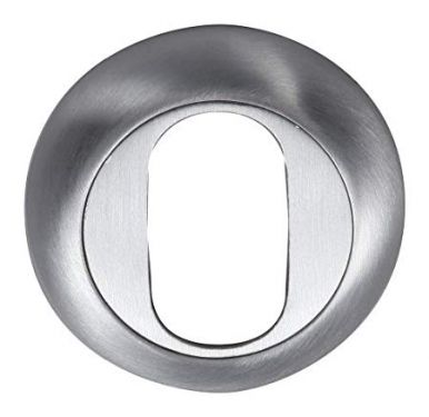 Click Here To Enlarge This Photo Of V4003-SC Heritage Brass Oval Profile Cylinder Escutcheon Satin Chrome Finish